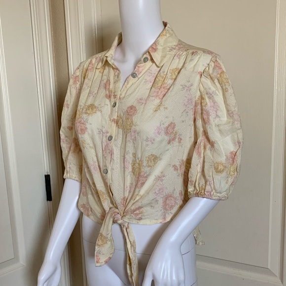 Free People Celia Printed Blouse In Ivory - Picture 3 of 10